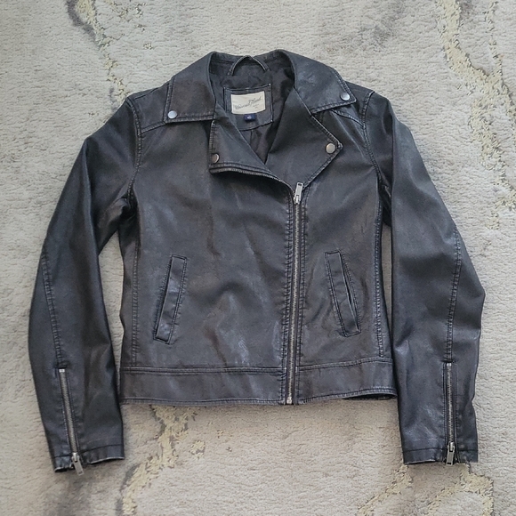 Universal Thread Jackets & Blazers - Black Leather Moto Jacket Asymmetrical Zipper Size XS